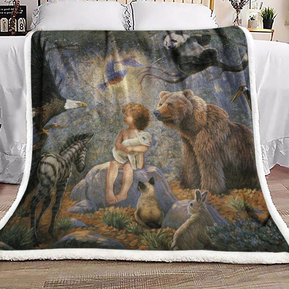 Forest Animal Sherpa Fleece Blanket