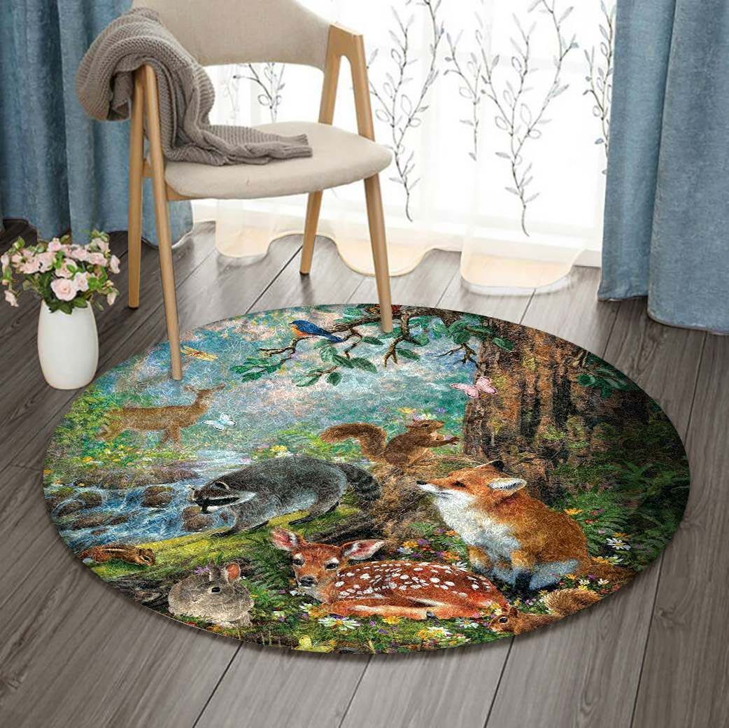 Forest Animal Round Carpet