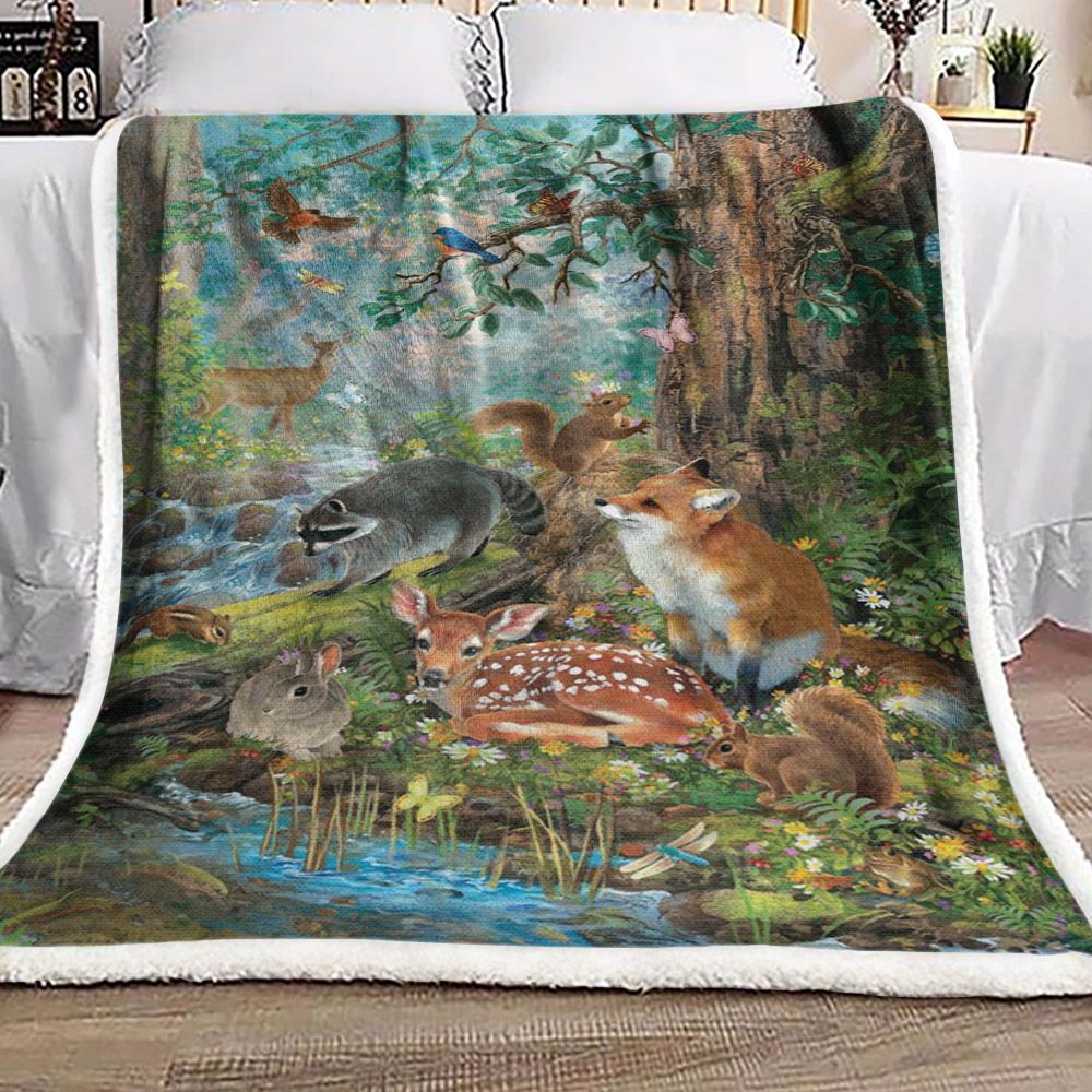 Forest Animal Sherpa Fleece Blanket