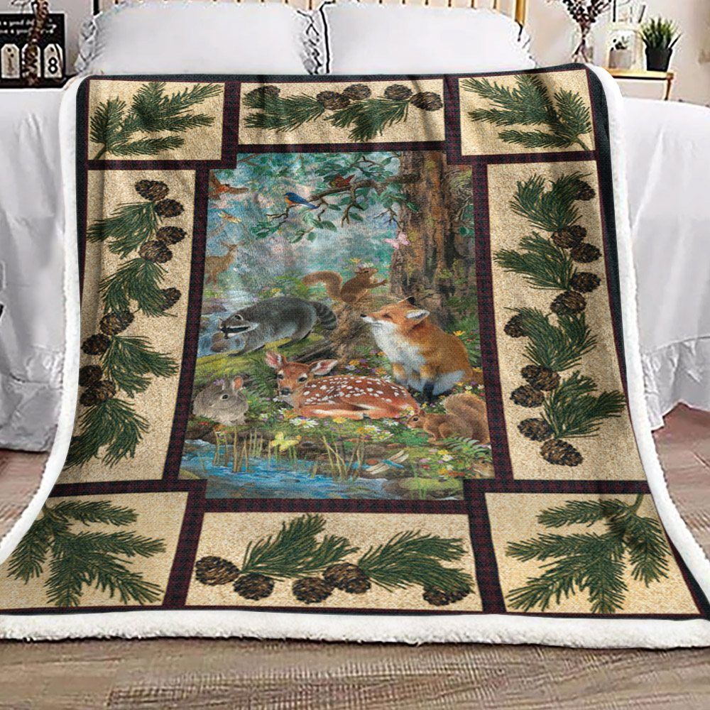 Forest Animal Sherpa Fleece Blanket