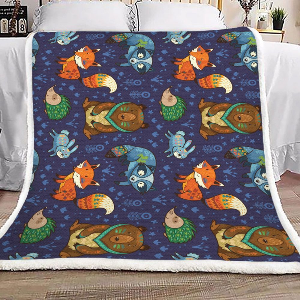 Forest Animal Sherpa Fleece Blanket