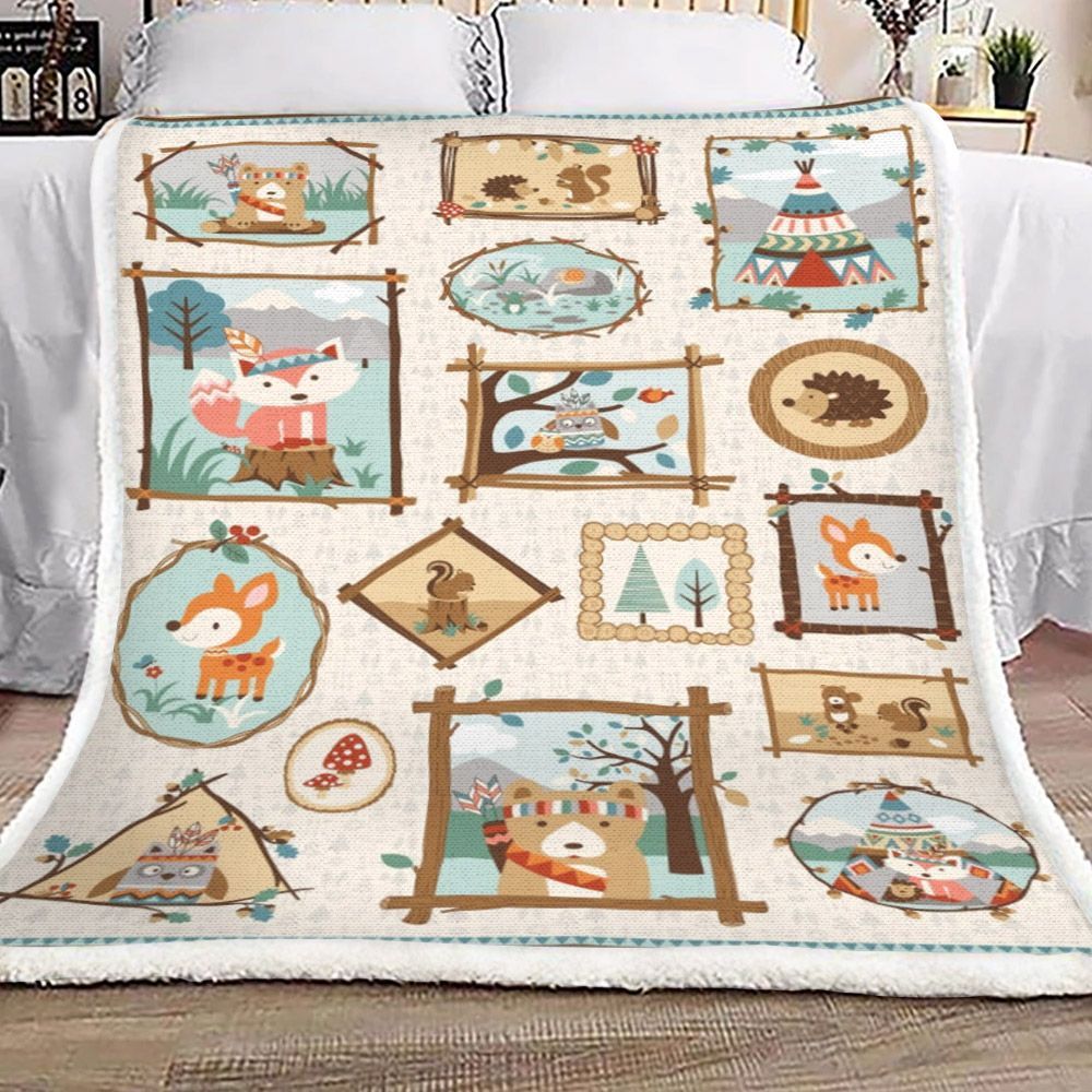 Forest Animal Sherpa Fleece Blanket
