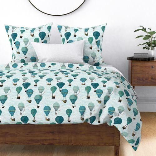 Forest Animal Hot Air Balloon Day Adventure Bedding Set