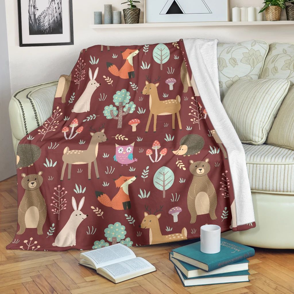 Forest Animals Sherpa Fleece Blanket