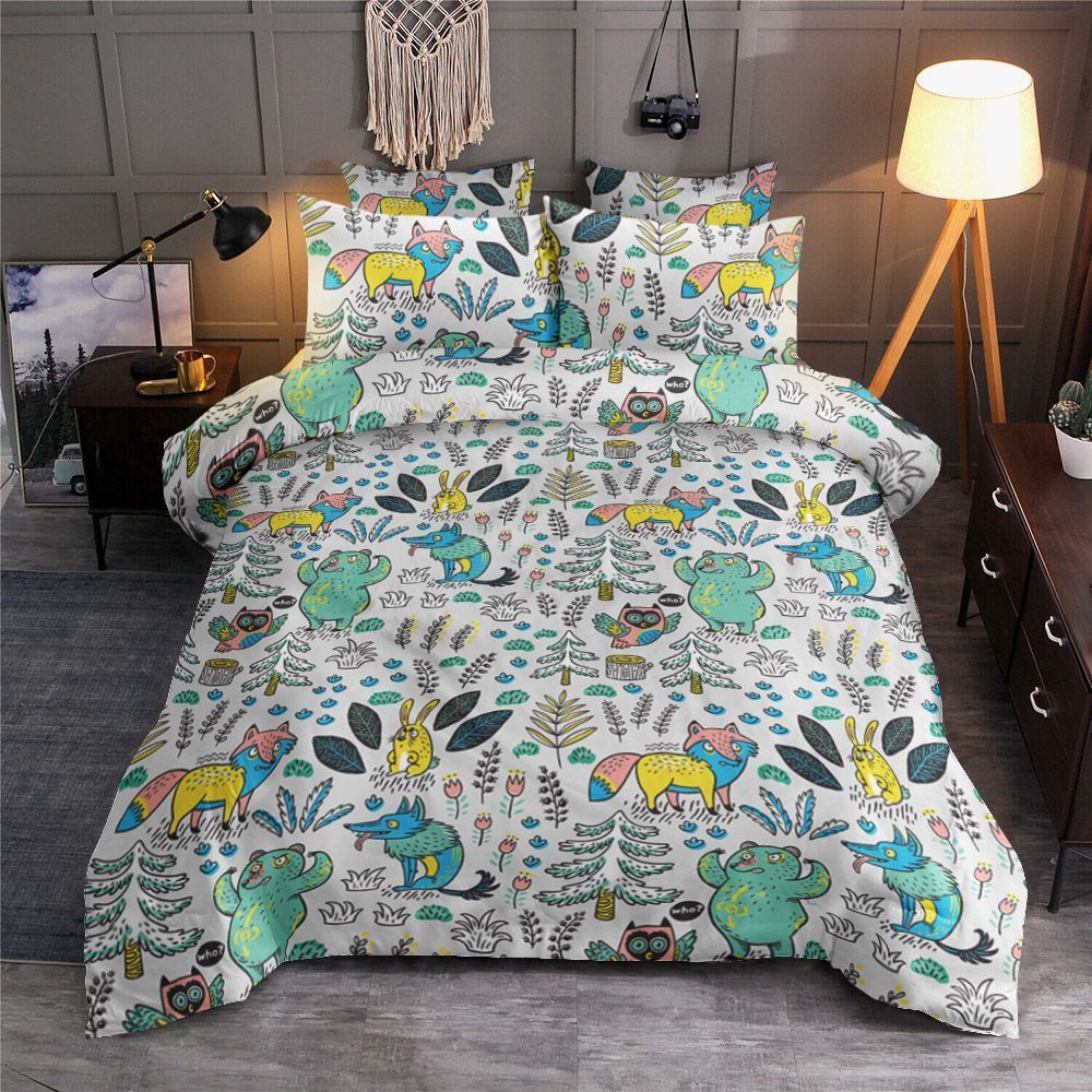 Forest Bear Fox Rabbit Owl Bedding Set