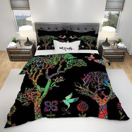 Forest Cotton Bed Sheets Spread Comforter Bedding Set