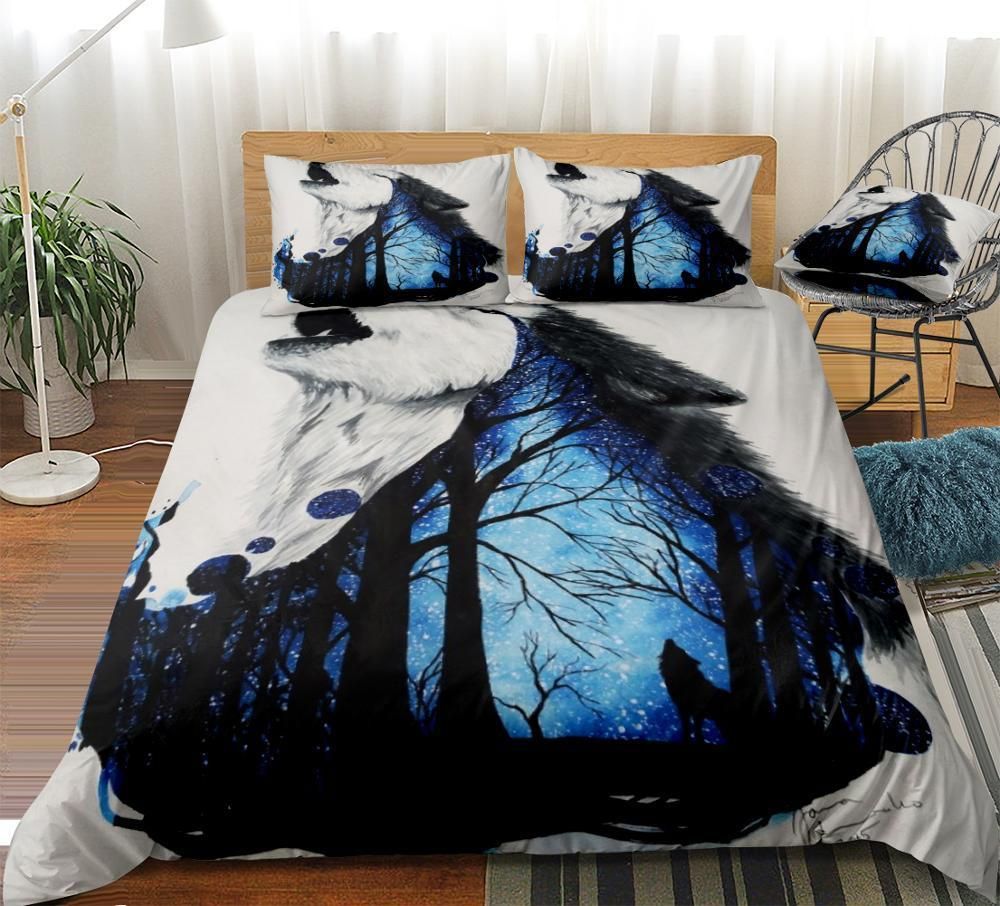 Forest Howling Wolf Bedding Set
