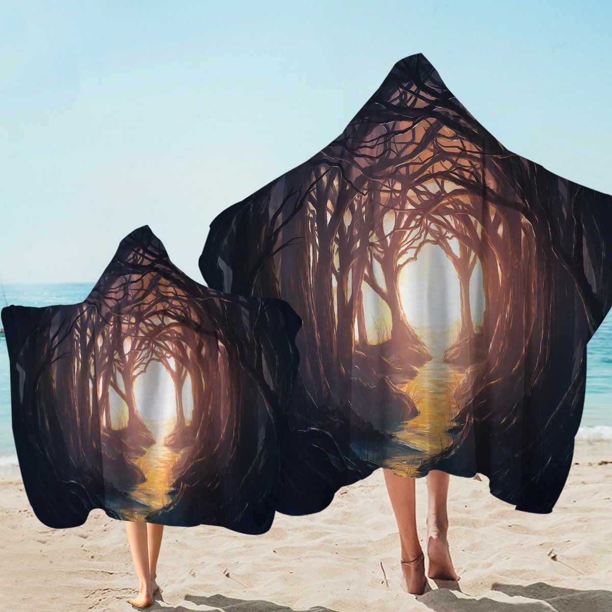 Forest Maze Entrance Printed Hooded Towel