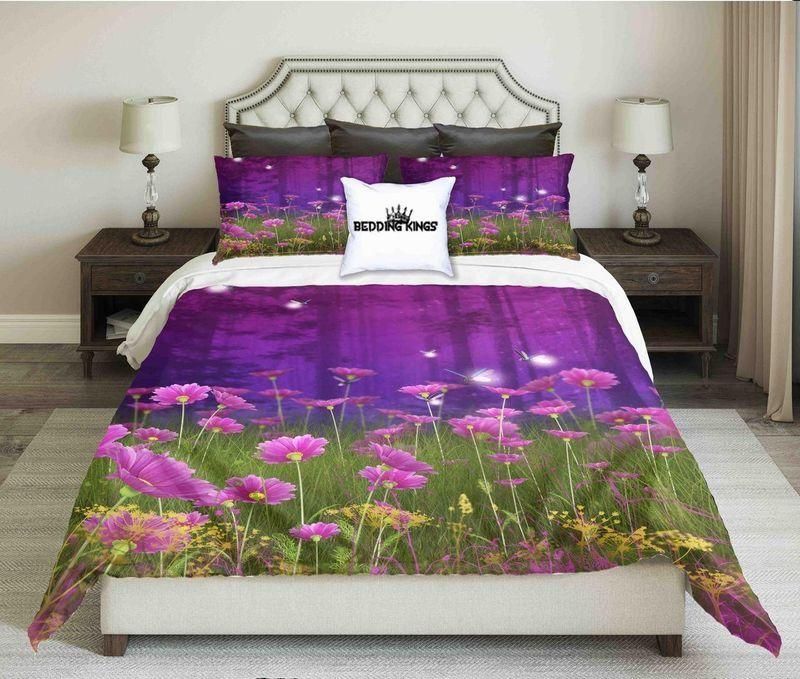 Forest Purple Flowers Printed Bedding Set