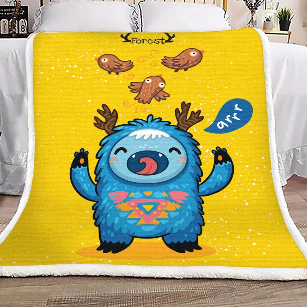 Forest Spirit And Bird Sherpa Fleece Blanket
