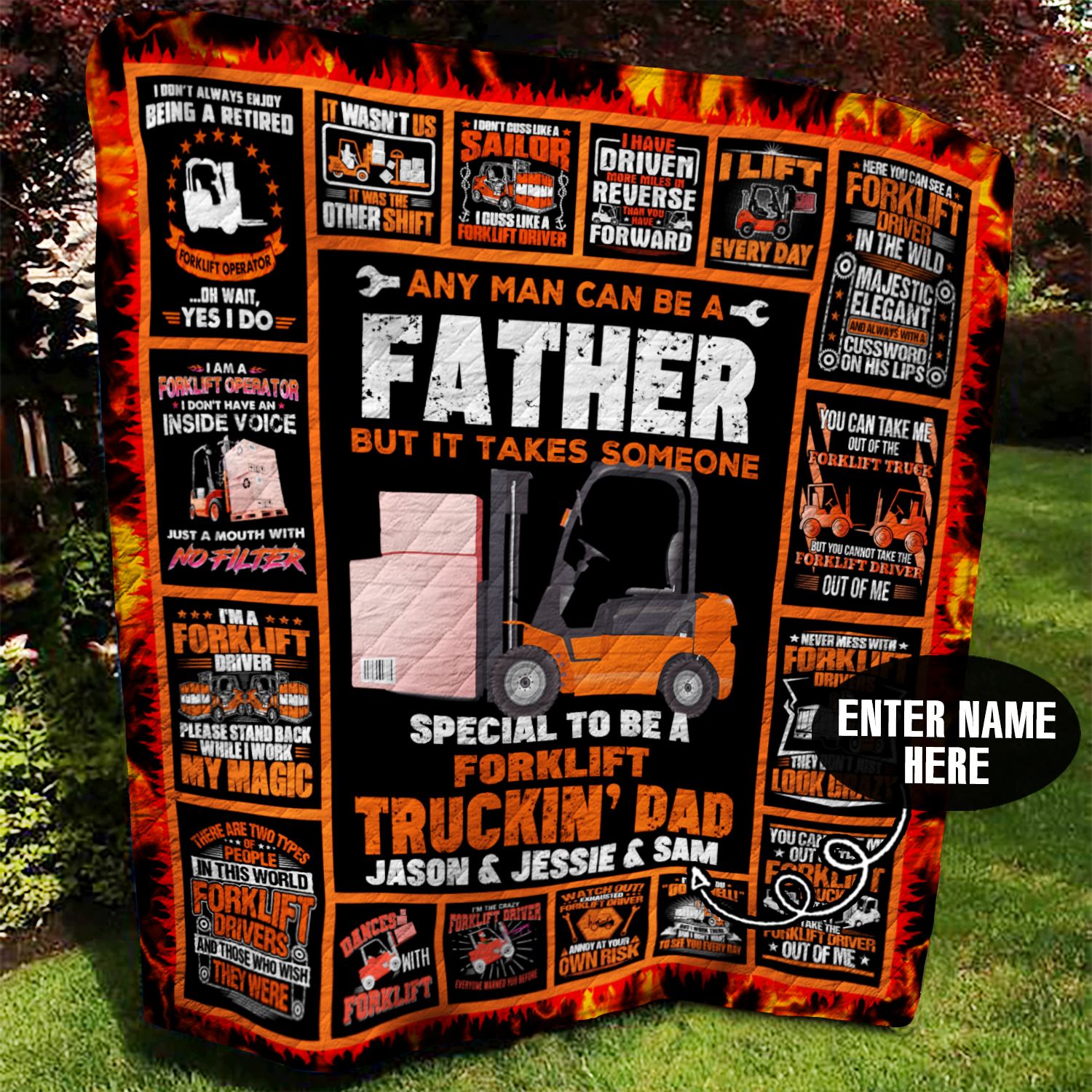 Forklift Truckin Dad Personalized Quilt Blanket BBB080622SM
