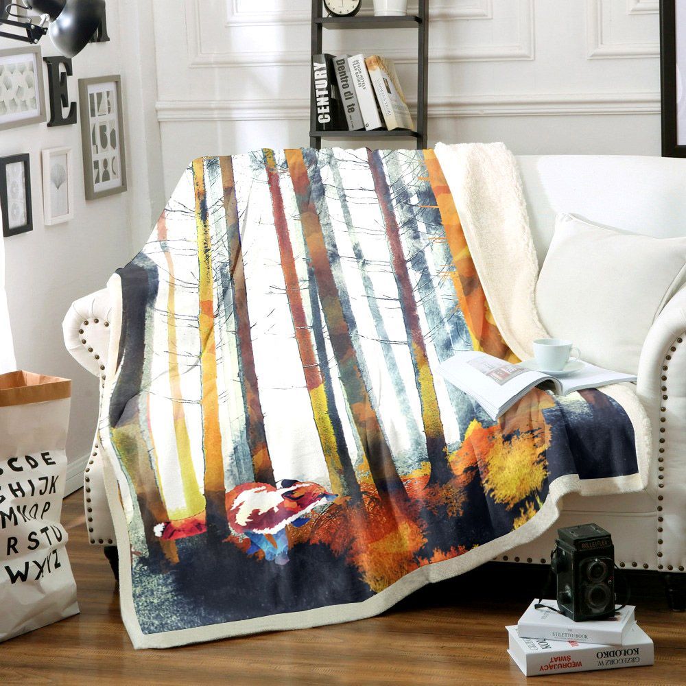 Forrest Fox Sherpa Fleece Blanket