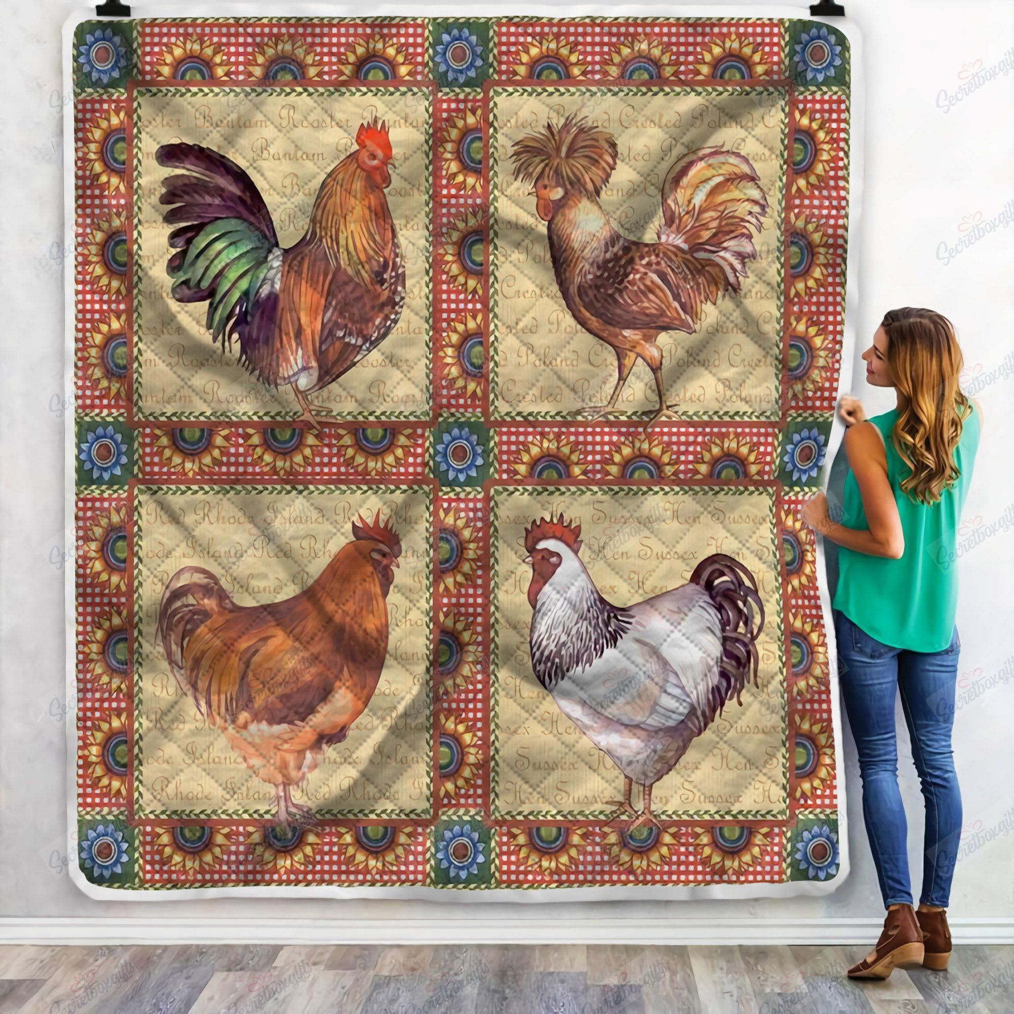 Four Chicken Fleece Blanket
