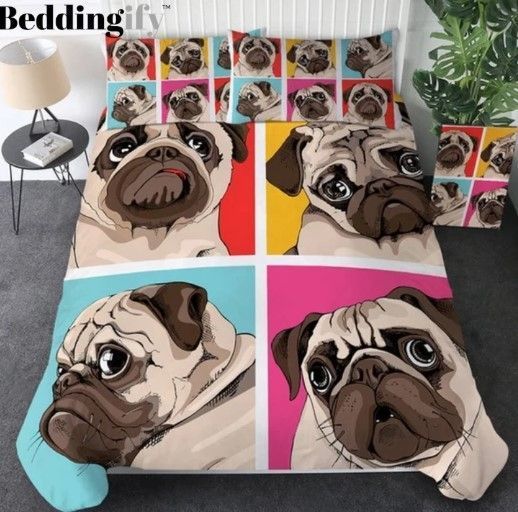 Four Pugs Bedding Set