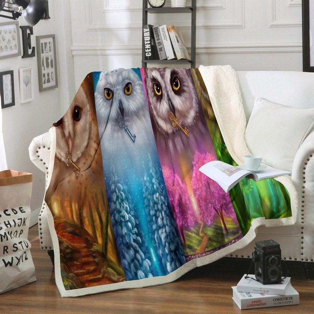 Four Season Owls Sherpa Fleece Blanket