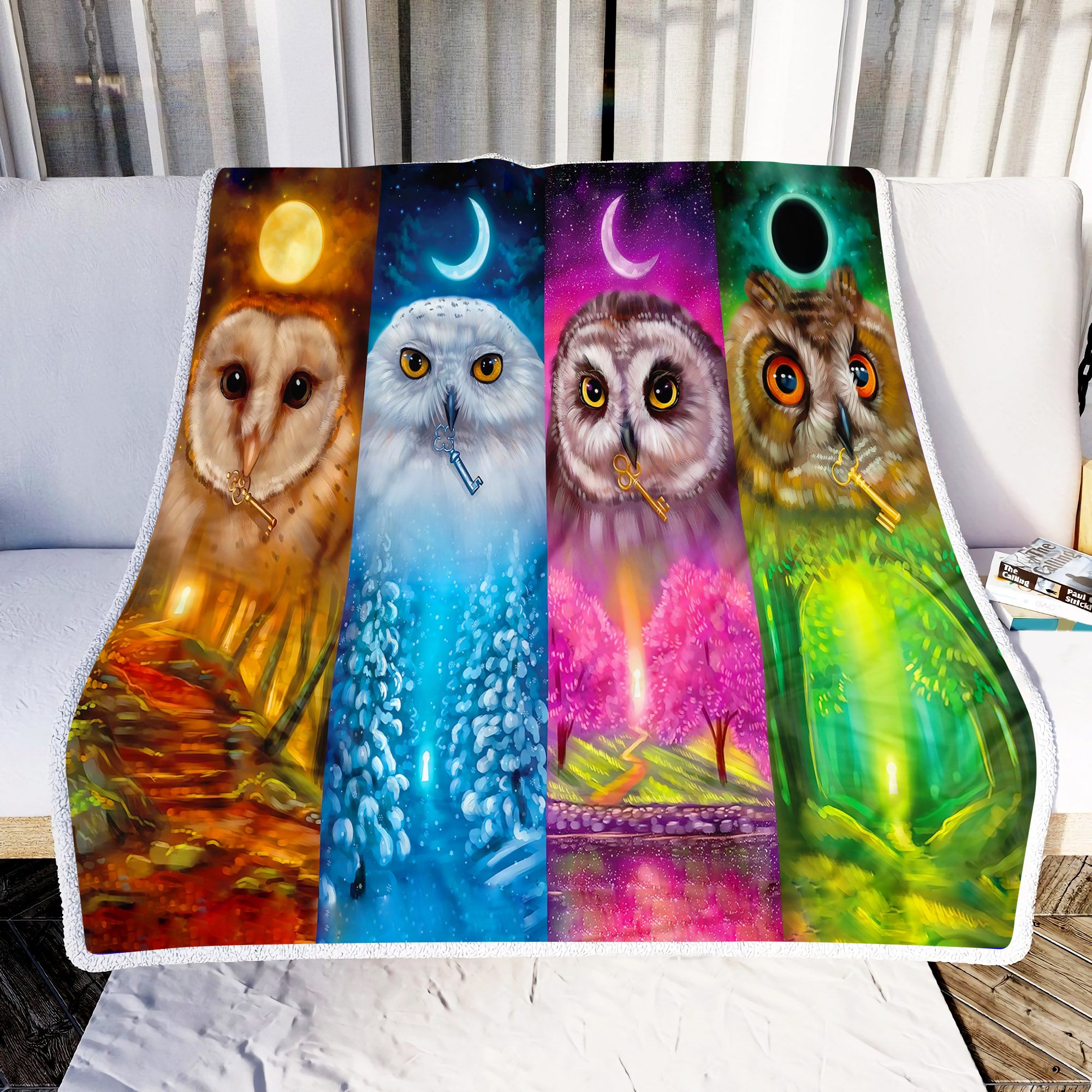 Four Seasons Owl Fleece Blanket