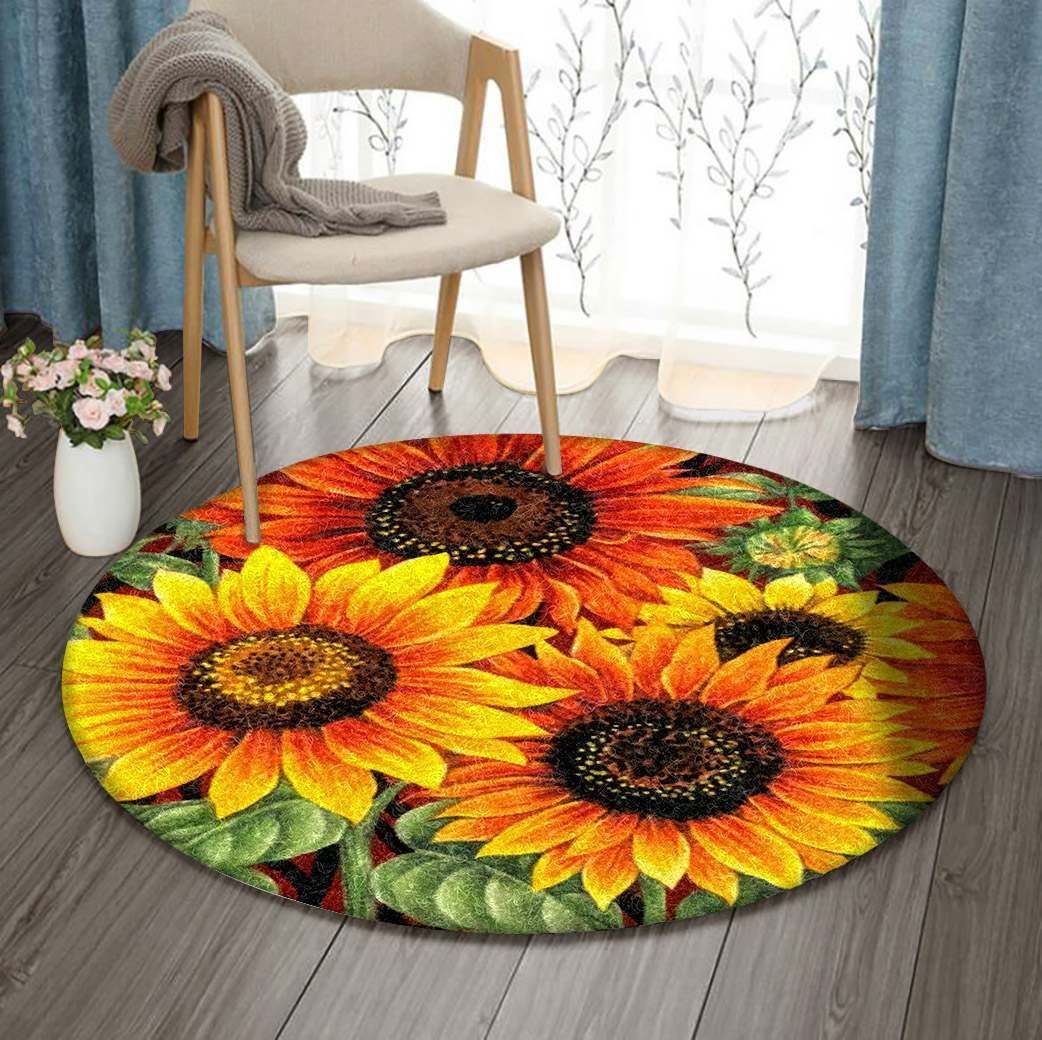 Four Sunflower Round Carpet