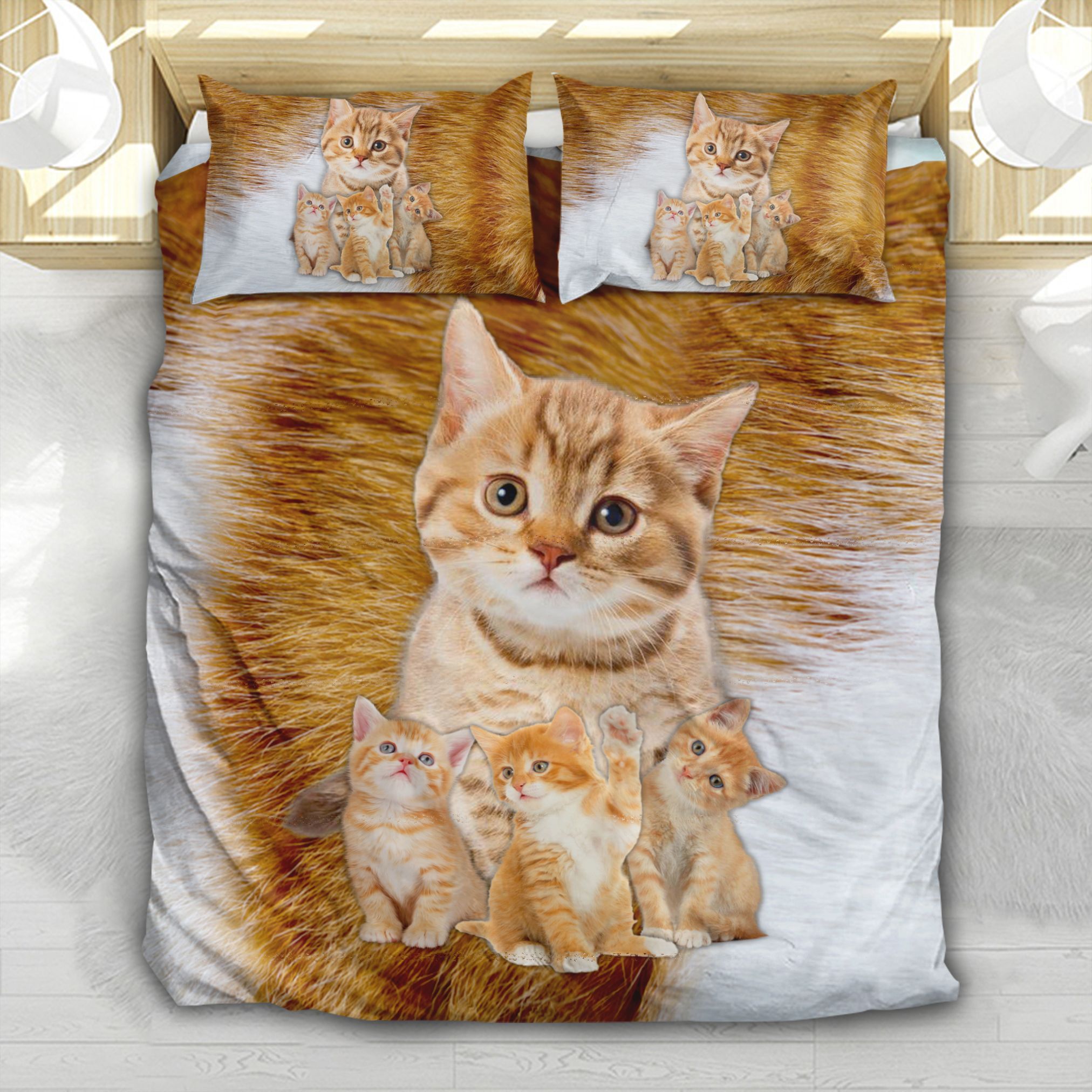 Four Yellow Cats Bedding Set