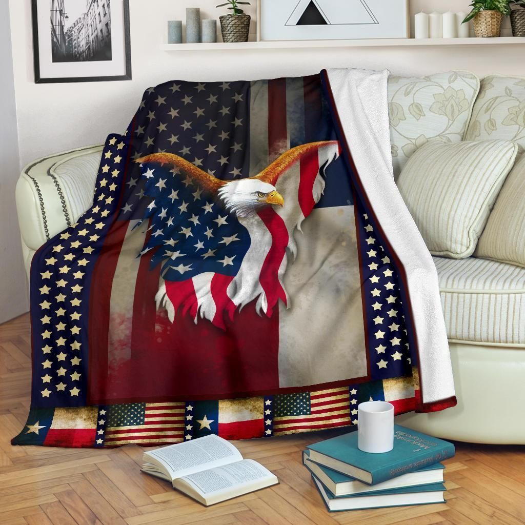 Fourth Of July Texas Flag Eagle American Flag Blanket