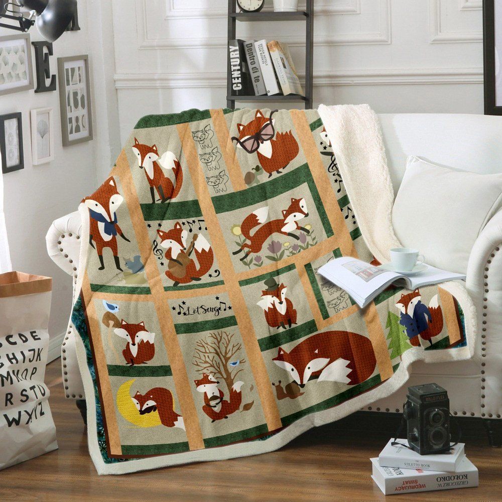 Fox 01 Sherpa Fleece Blanket
