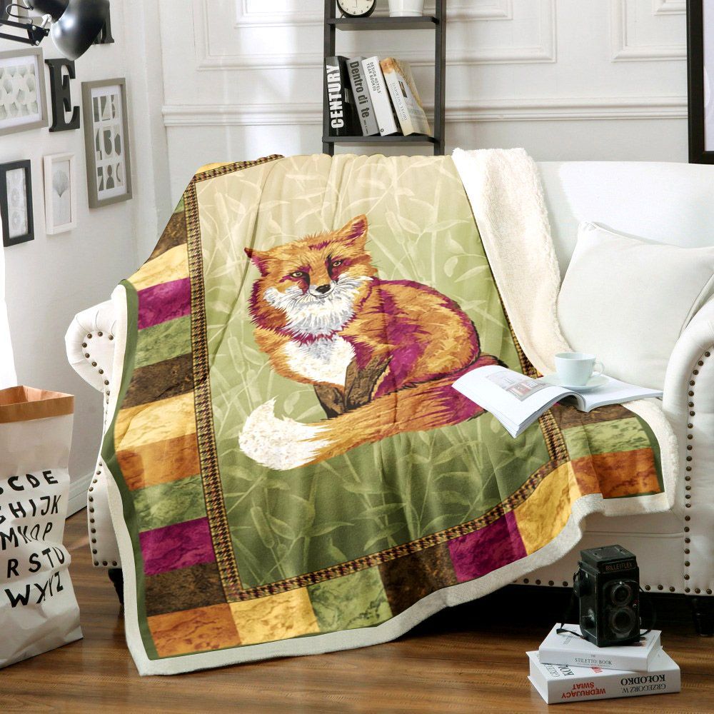 Fox Sherpa Fleece Blanket