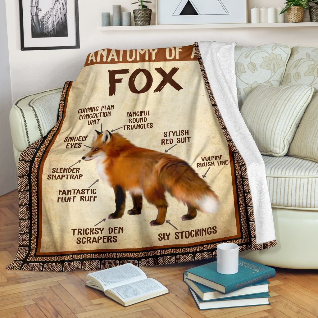 Fox Anatomy Sherpa Fleece Blanket