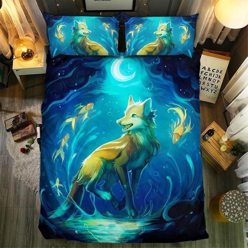 Fox And Goldfish Printed Bedding Set