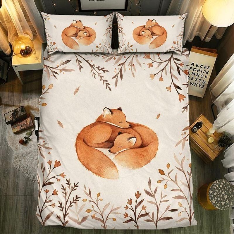 Fox And Wild Flower Printed Bedding Set