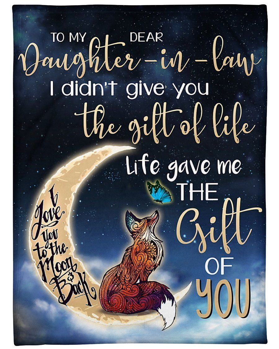 Fox Butterfly To My Daughter In Law Love You To The Moon And Back Fleece Blanket