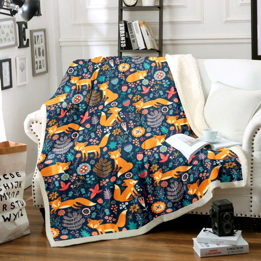 Fox Sherpa Fleece Blanket