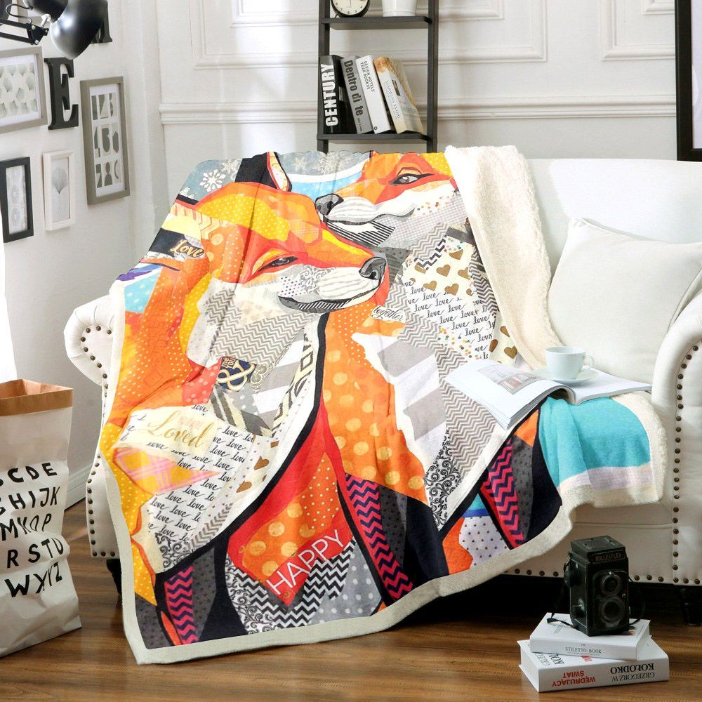 Fox Sherpa Fleece Blanket