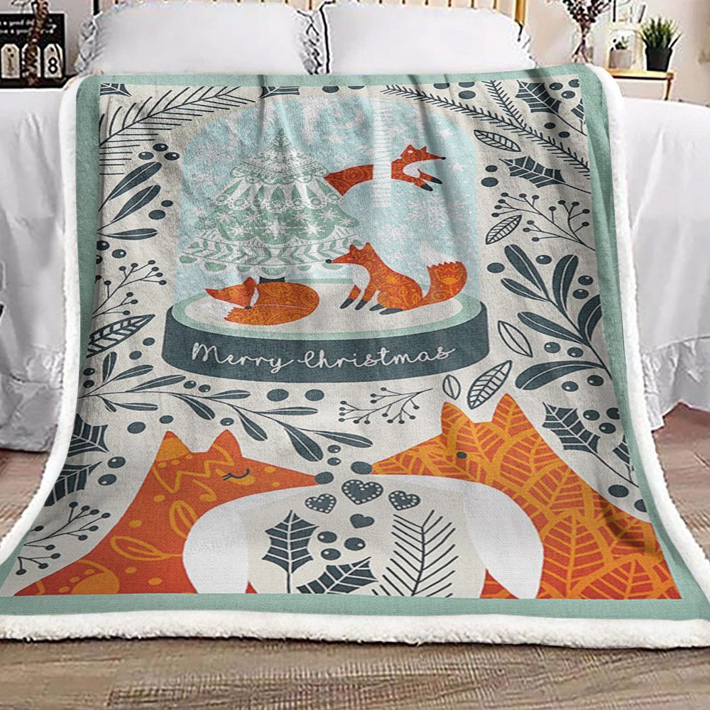 Fox Christmas Sherpa Fleece Blanket