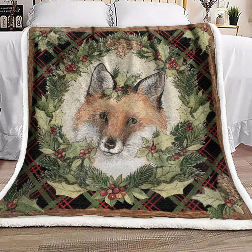 Fox Christmas Sherpa Fleece Blanket