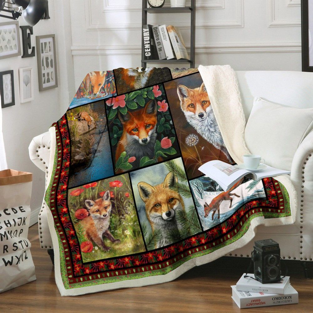 Fox Sherpa Fleece Blanket