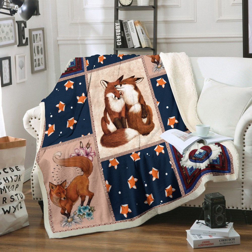 Fox Sherpa Fleece Blanket