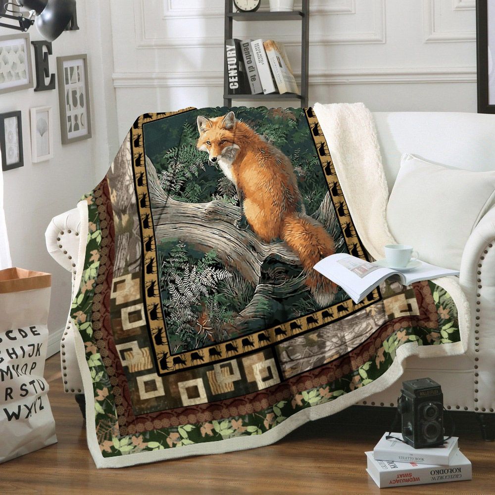 Fox Sherpa Fleece Blanket