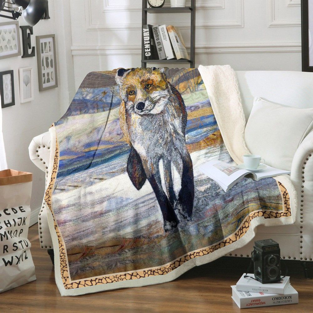Fox Sherpa Fleece Blanket