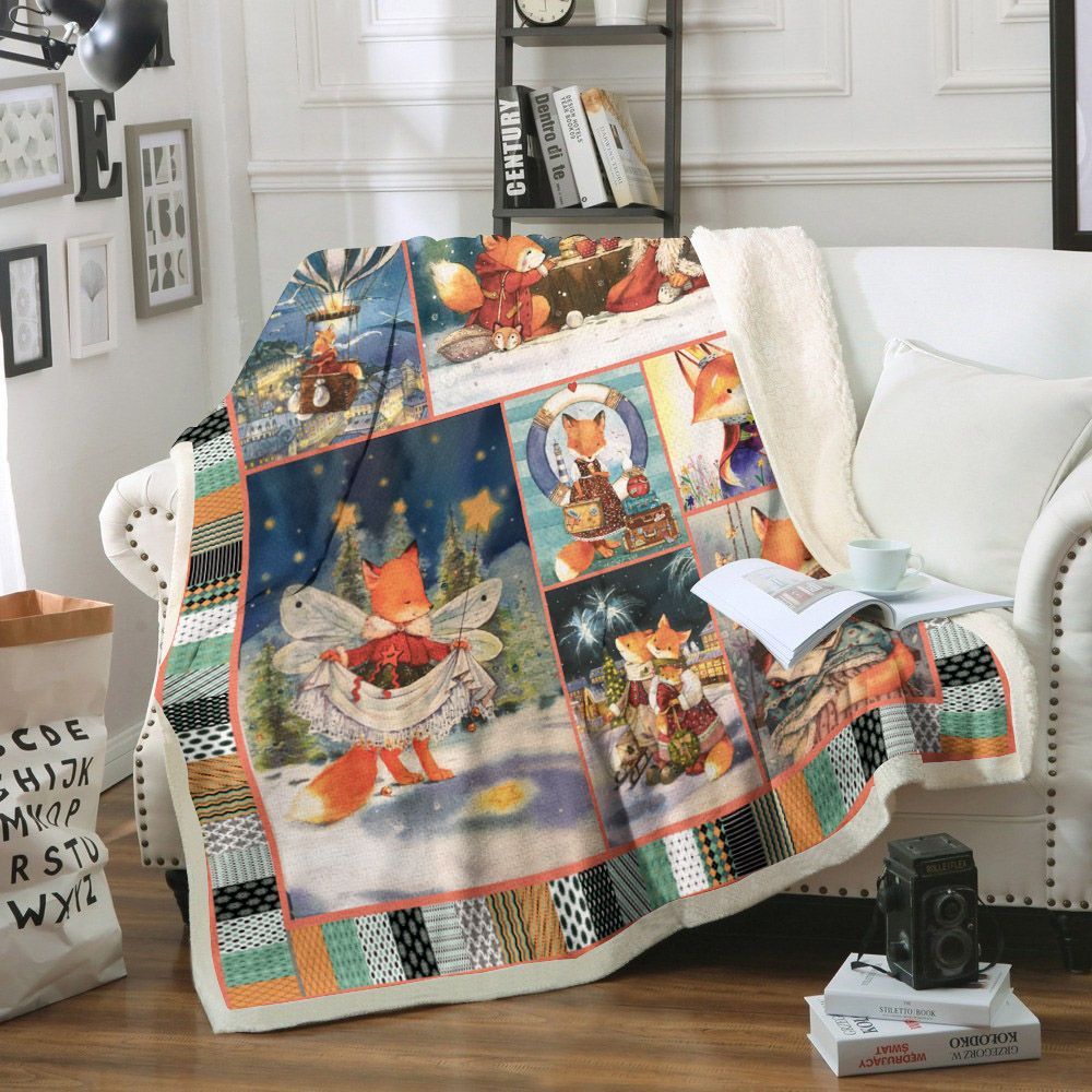 Fox Sherpa Fleece Blanket