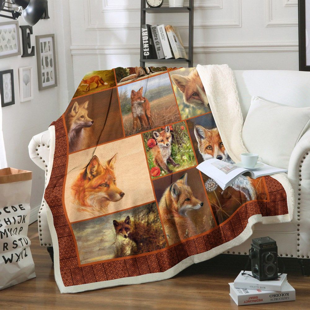 Fox Sherpa Fleece Blanket