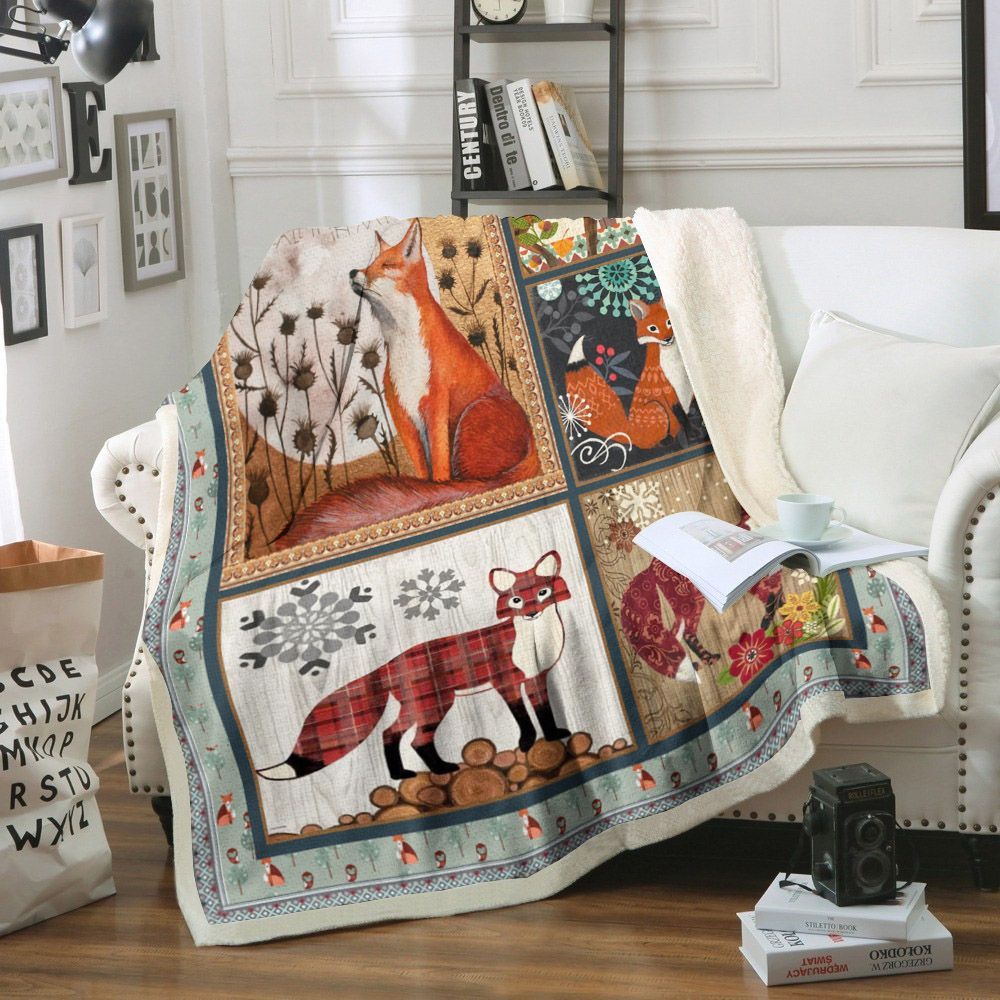 Fox Sherpa Fleece Blanket