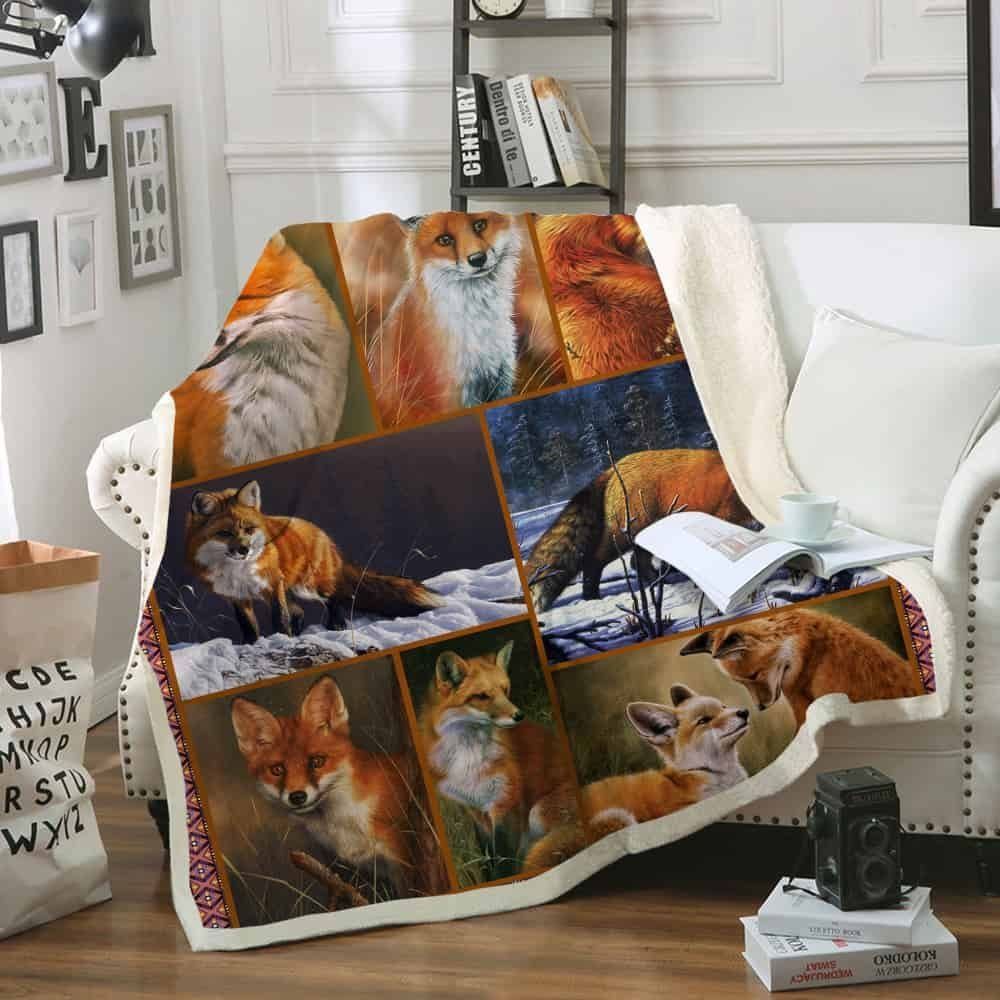 Fox Sherpa Fleece Blanket