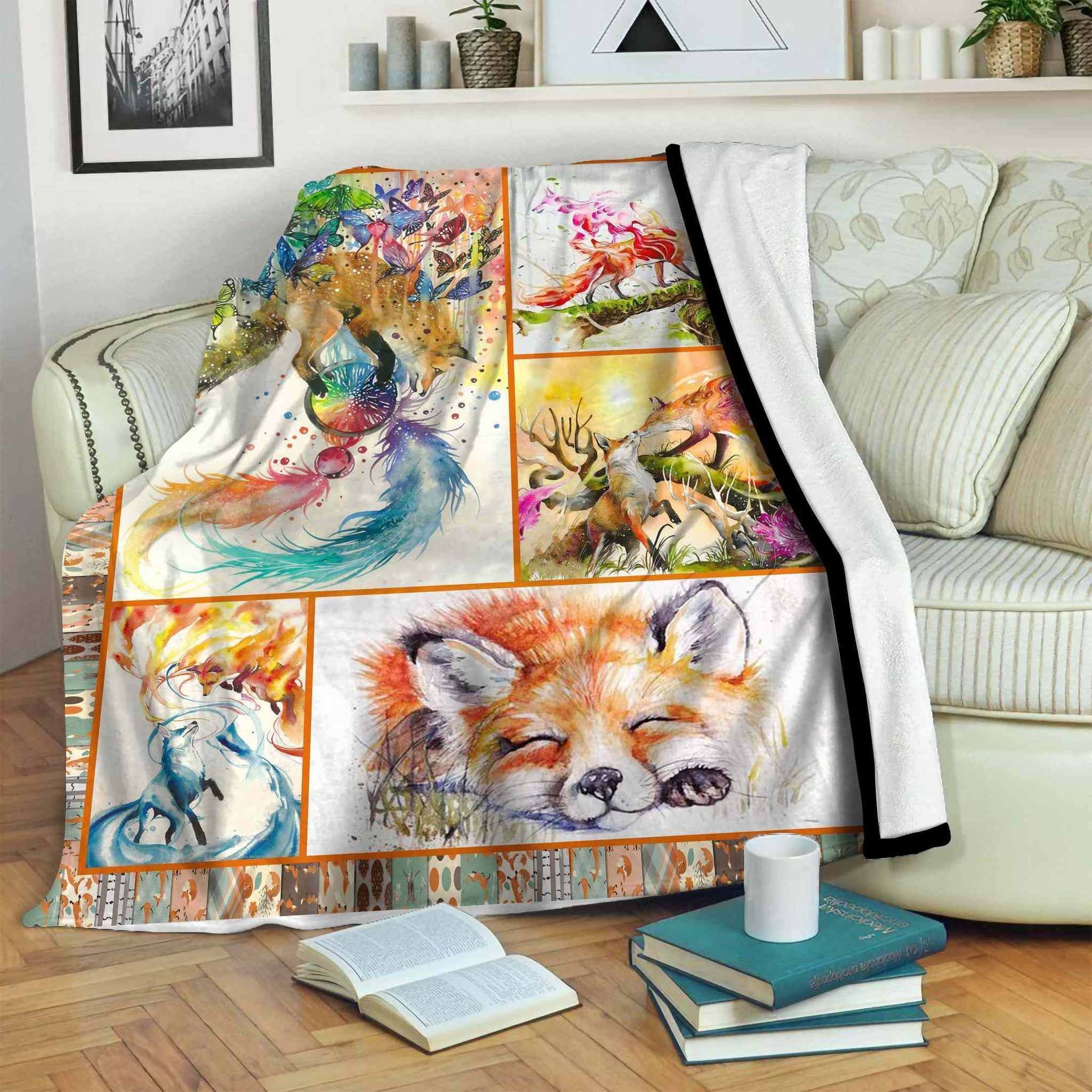 Fox Sherpa Fleece Blanket