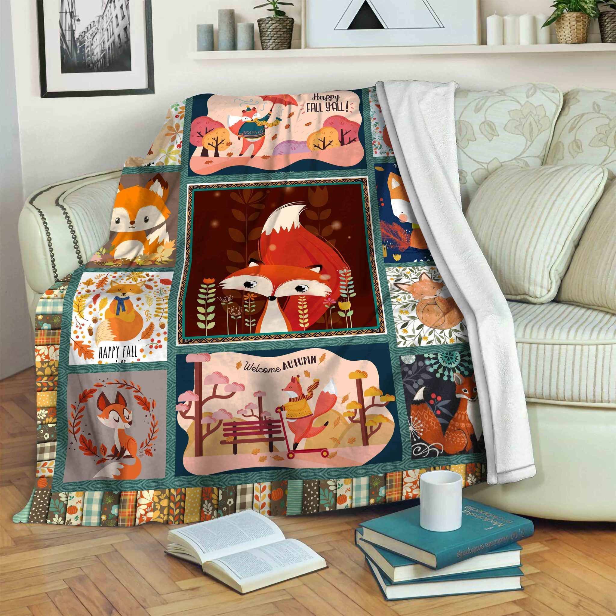 Fox Sherpa Fleece Blanket
