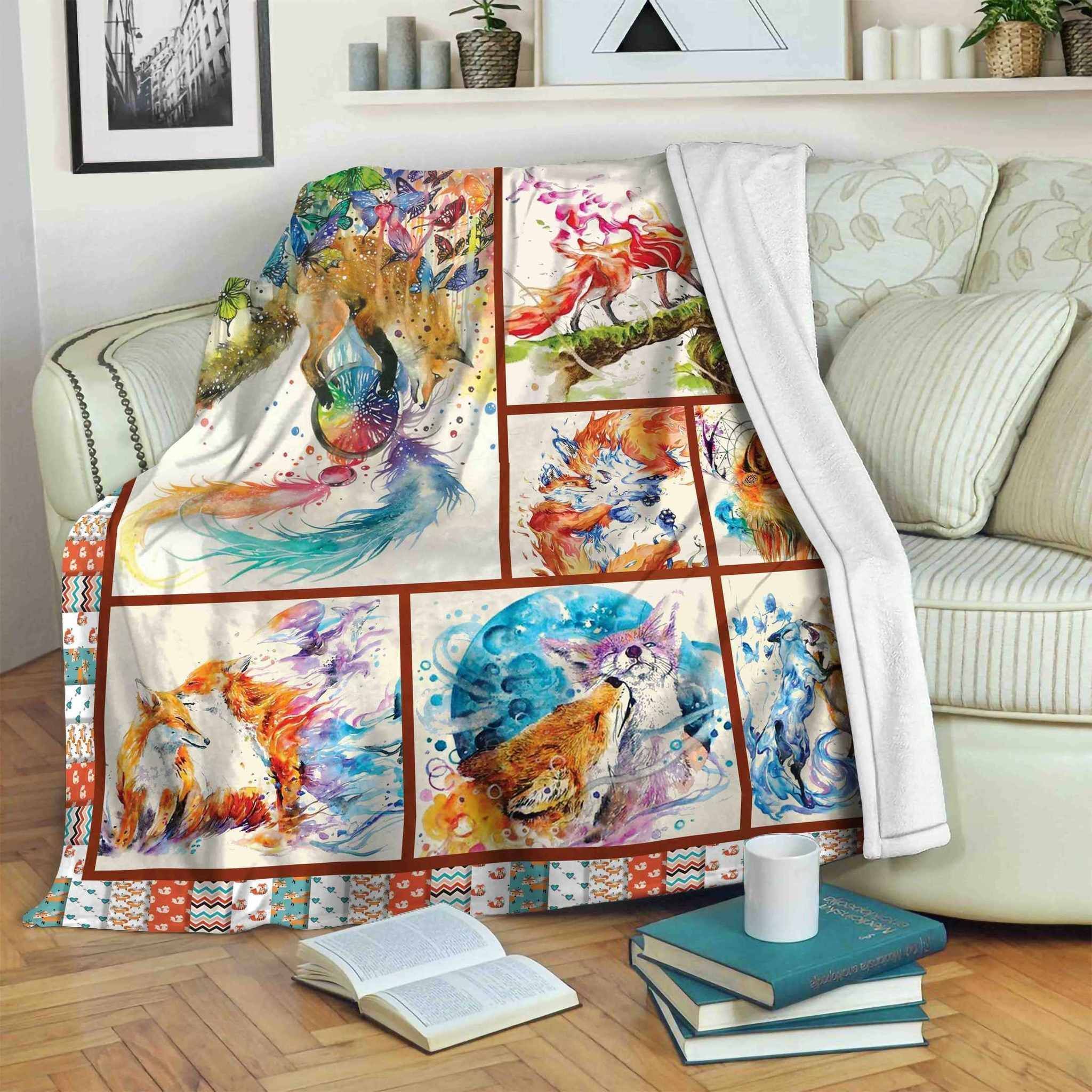 Fox Sherpa Fleece Blanket