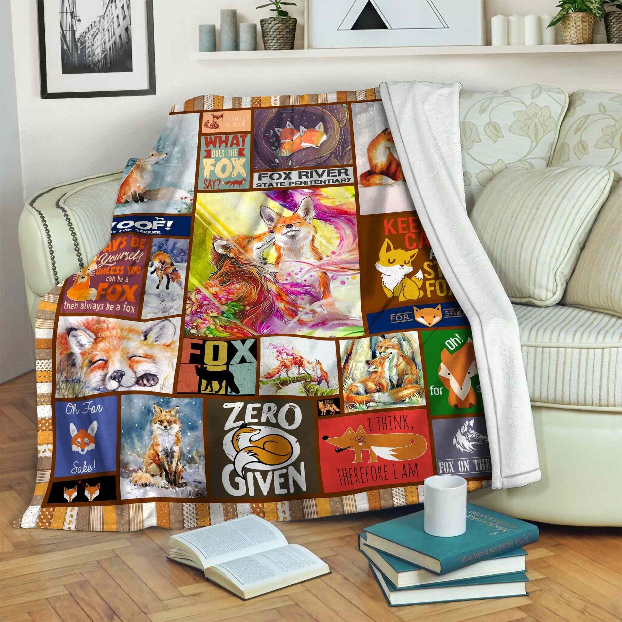 Fox Sherpa Fleece Blanket