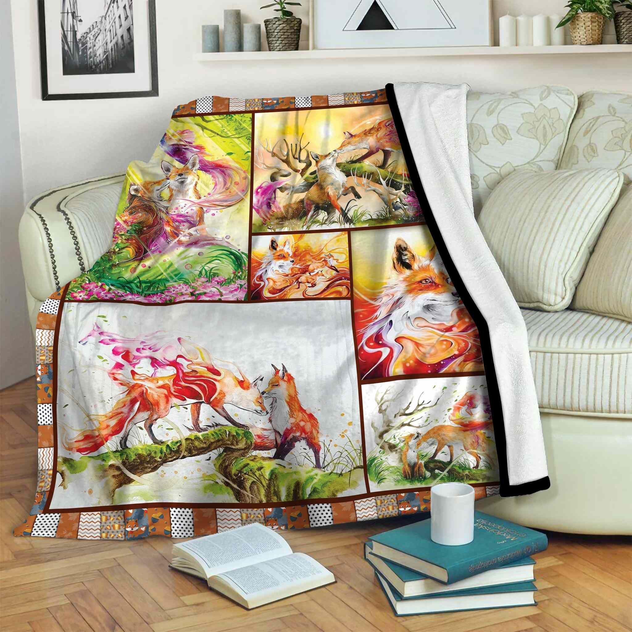 Fox Sherpa Fleece Blanket