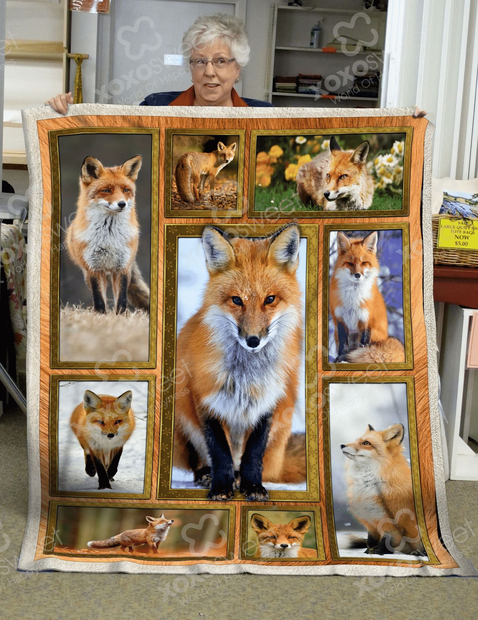 Fox Sherpa Fleece Blanket