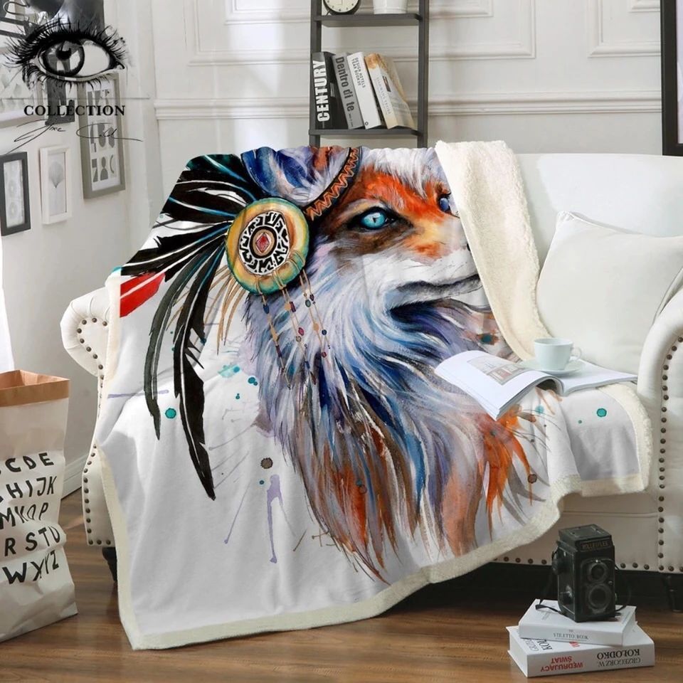 Fox Sherpa Fleece Blanket