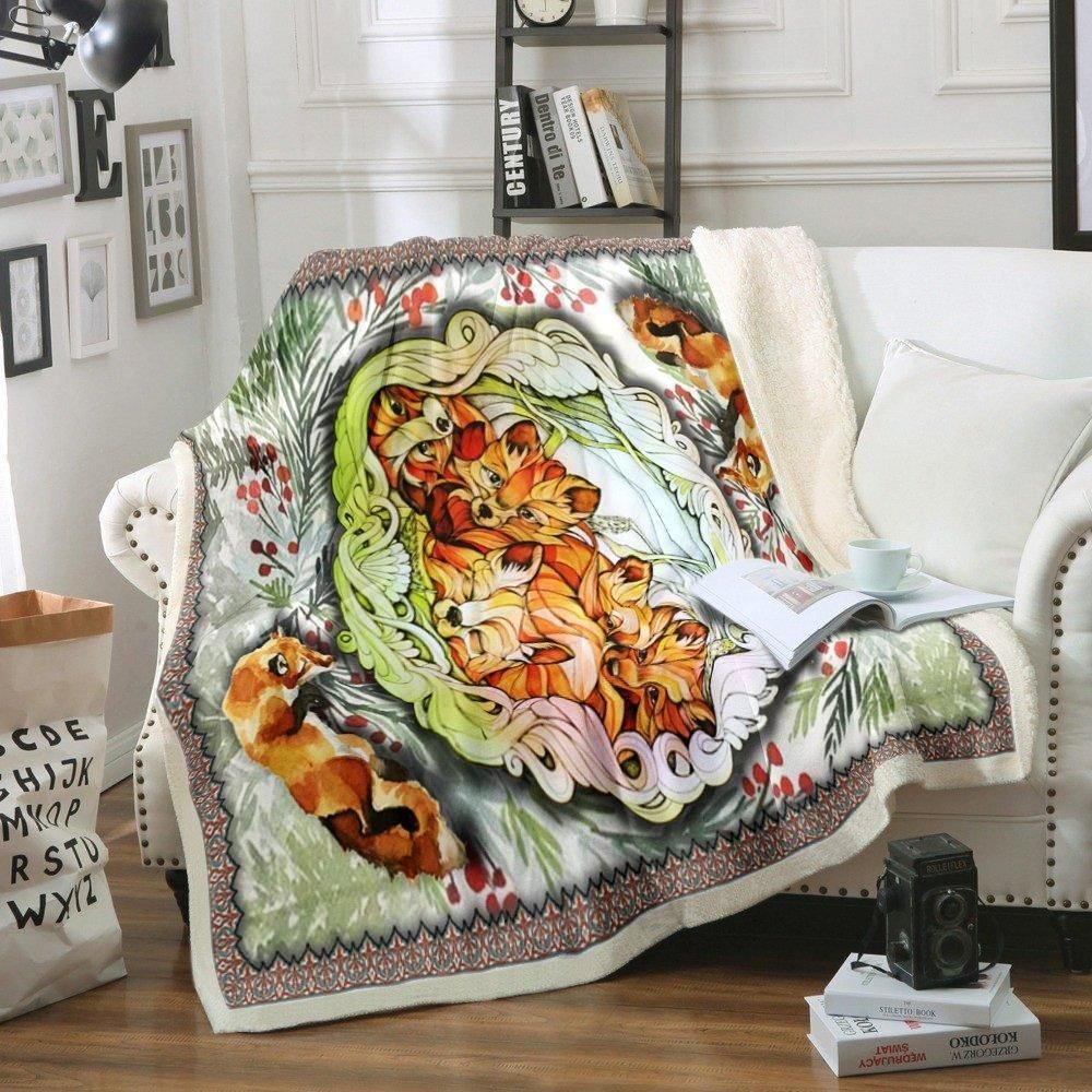 Fox Sherpa Fleece Blanket