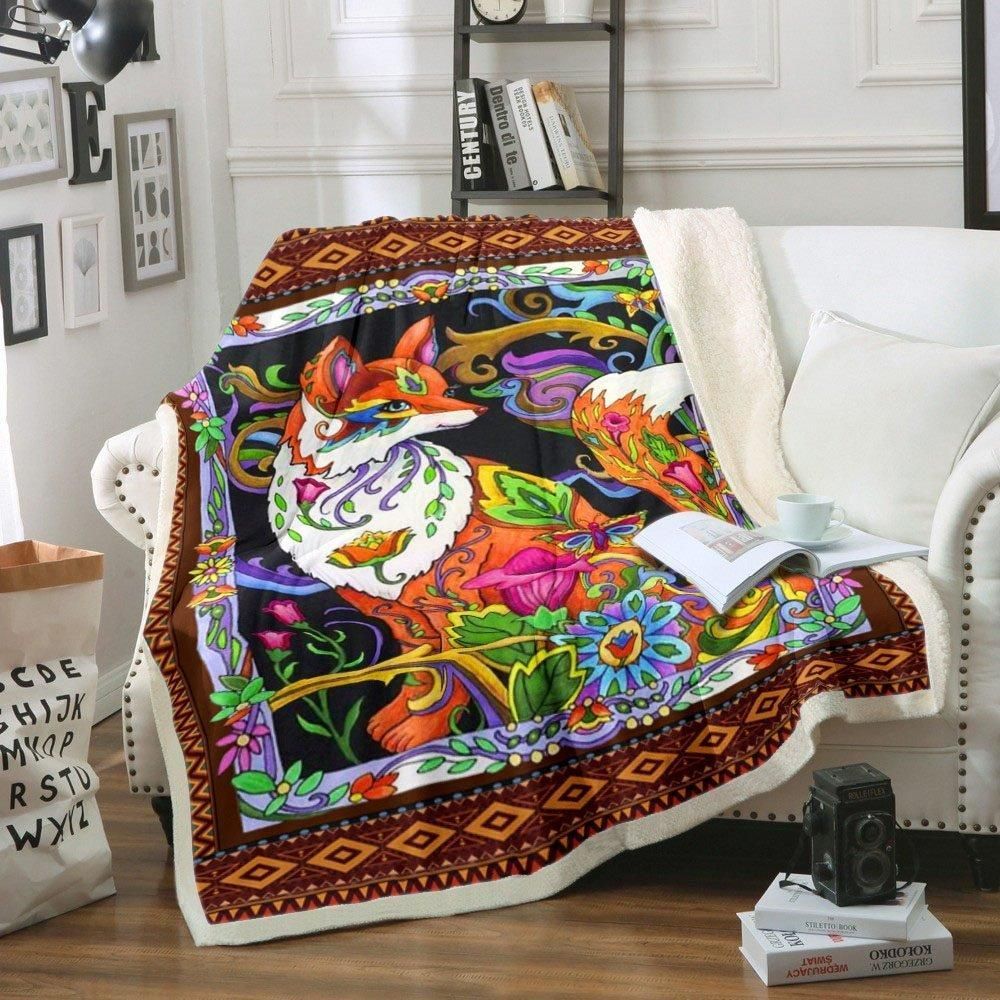 Fox Sherpa Fleece Blanket